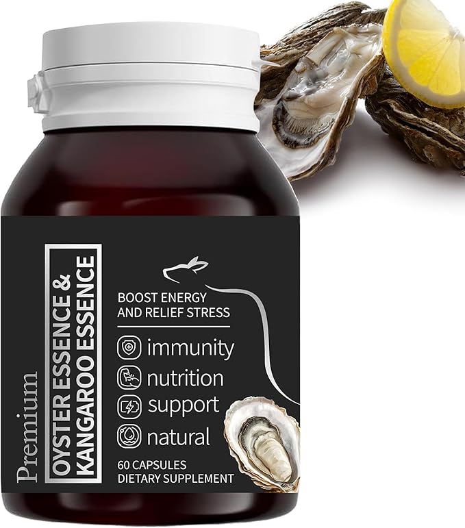 Oyster Extract for Men &amp Oyster Essence Kangaroo Essence Organic Pure Oysters Extract Peptides Capsules for Men &amp Women Supports Energy &amp Immune Boost Zinc 60 Capsules