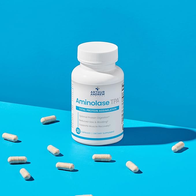 Arthur Andrew Medical - Aminolase TPA Total Protein Assimilation Optimal Protein Absorption and Decreased Gas and Bloating Vegan Non-GMO 30 Capsules