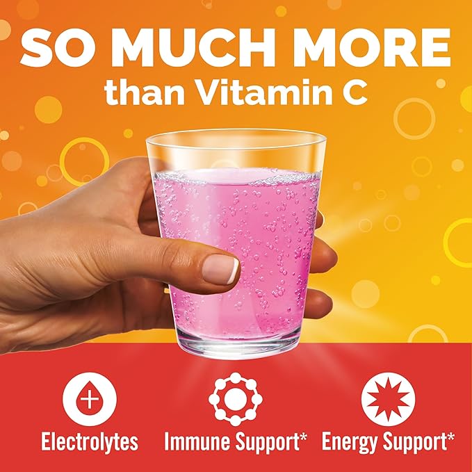 Emergen-C 1000mg Vitamin C Powder with Antioxidants B Vitamins and Electrolytes Vitamin C Supplements for Immune Support Caffeine Free Drink Mix Raspberry Flavor - 60 Count/2 Month Supply