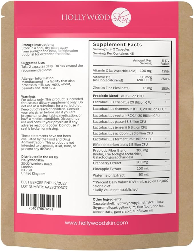 Vaginal Probiotic for Women | 80 Billion CFUs | 3X Stronger Formula with Lactobacillus rhamnosus GR-1 L. reuteri RC-14 Prebiotics Vitamin C &amp D3 | Fast-Acting Odor &amp pH Support | 90 Capsule