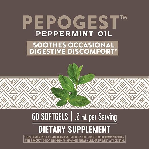 Nature's Way Pepogest Enteric-Coated Peppermint Oil Gastrointestinal Comfort 60 Count (Pack of 2)