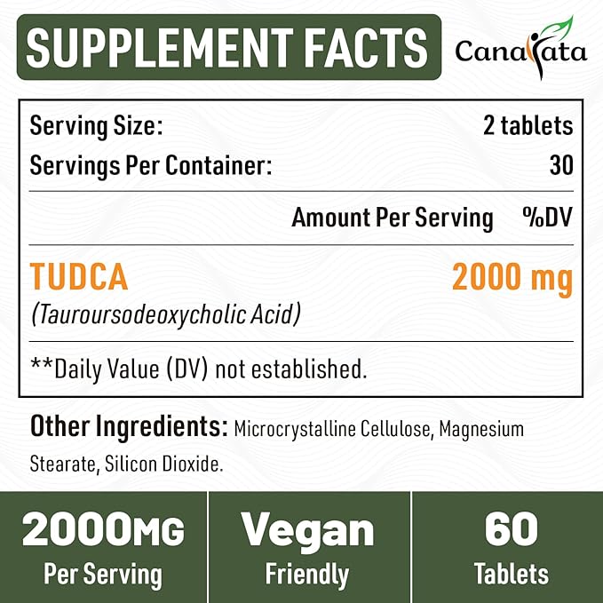 TUDCA Liver Supplements 2000mg - Strong Bile Salts Support Liver Detox &amp Cleanse - Liver and Gallbladder Health Formula-Easy to Swallow Tablets-60 Days Supply