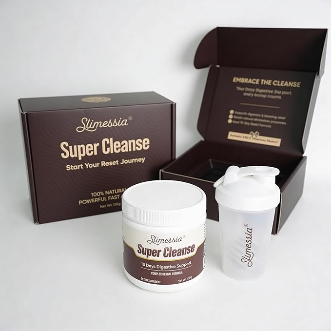 Slimessia Super Cleanse 15 Days Digestive Support Complex Herbal Formula with Free Shaker Luxury Gift Box 159 g