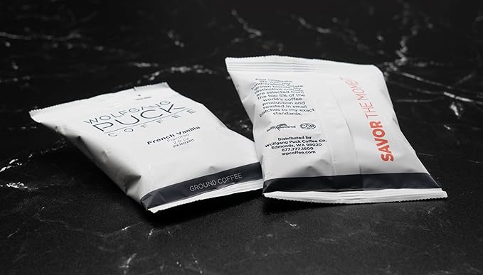 Wolfgang Puck Coffee French Vanilla each 2.0 ounce Portion Pack makes 8-10 cups (Pack of 18)
