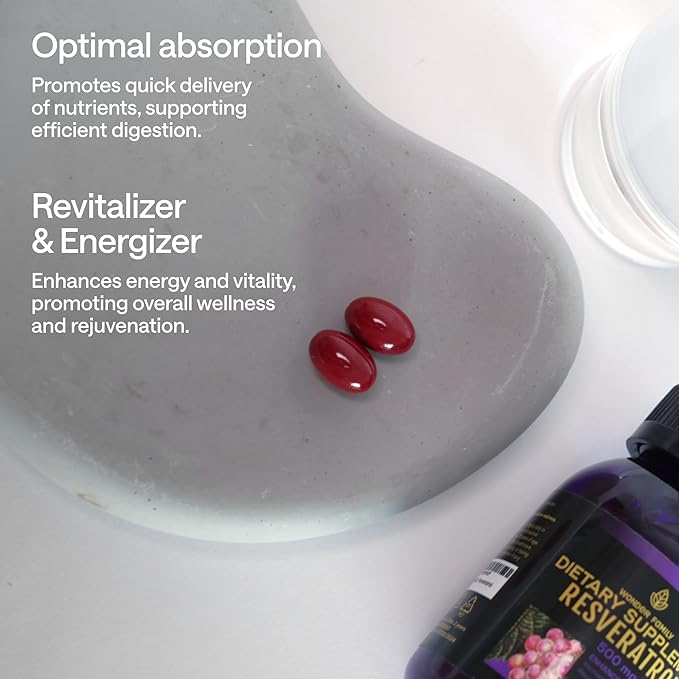 WONDER FAMILY Gym Endurance Bundle - Resveratrol for Heart Support - Creatine Monohydrate Gummies 5g for Muscles - 60 Resveratrol 500MG Softgels 120 Creatine Chewables