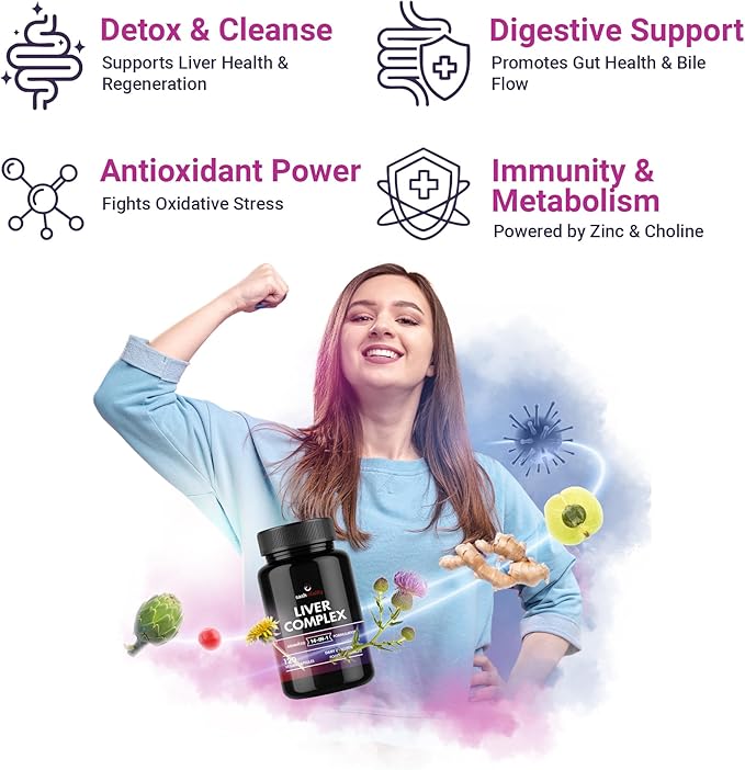 Liver Support Capsules High Strength - 13 Essential Natural Ingredients for Healthy Liver Function - Premium Liver Supplement - 120 Vegan Liver Pro Care Tablets - 8 Weeks Usage - UK Made Sash Vitality