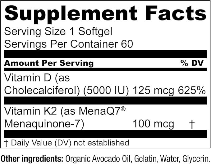 Live Conscious Vitamin K2 MK7 with D3 Supplement | Bone &amp Heart Health Support - Patented Vitamin K &amp Vitamin D3 5000 IU (2-Pack)