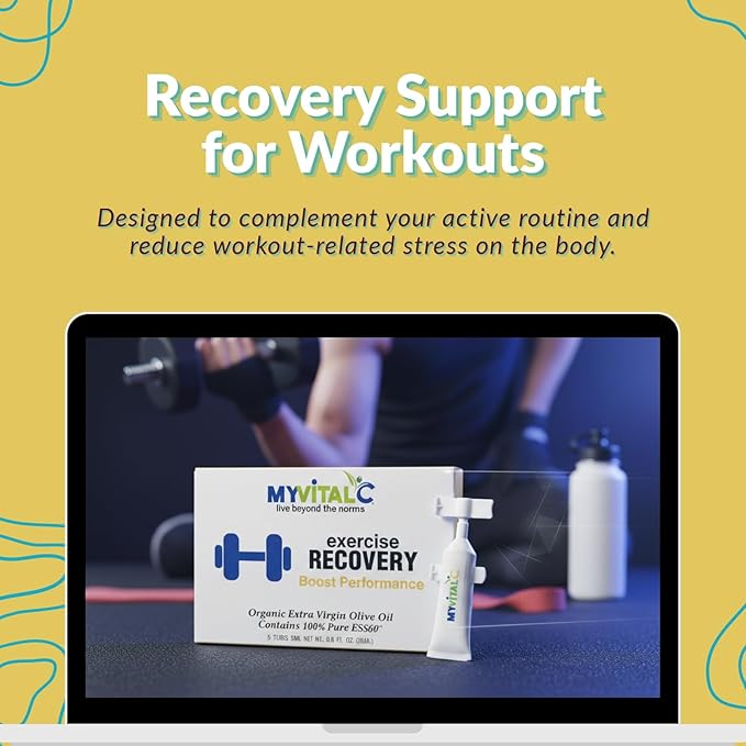 Exercise Recovery Supplement - Pure ESS60 in Organic Extra Virgin Olive Oil for Pre/Post Workout Recovery- Pack of 30 Tubes - 5 ML Each
