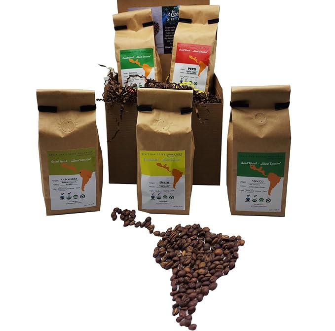 Coffee Gift Set Las Americas 5 Pack 12oz Gourmet Organic Medium Roast whole Bean with Best Beans From Mexico Guatemala Peru Colombia and Brazil 60oz