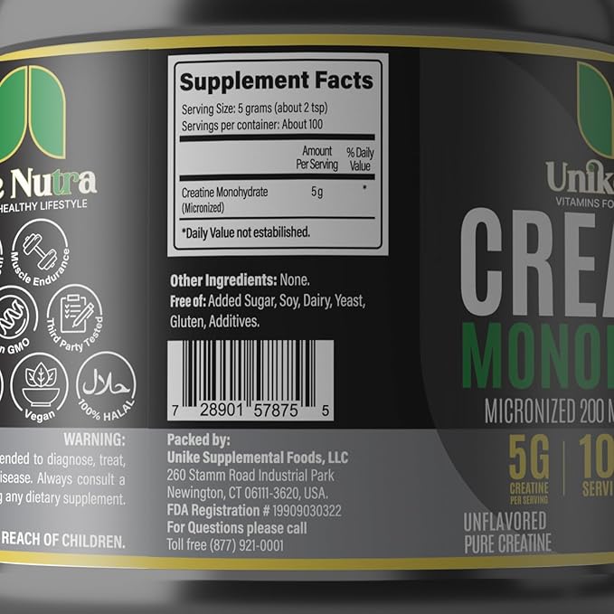 Pure Creatine Monohydrate Powder Supplement Unflavored Supports Bulk Muscle Energy Recovery &amp Strength - Creatine Supplement for Men &amp Women - 500G 5000mg Per Serv (5g) - 100 Servings