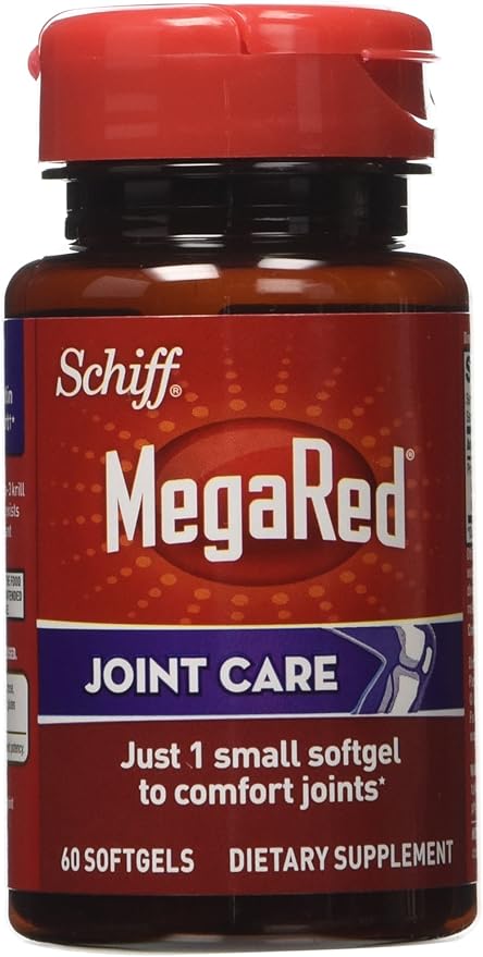 Omega-3 Krill Oil and Joint Supplement - Megared Joint Care 60 softgels - EPA/DHA fatty acids Antioxidants Hyaluronic acid No fishy burp aftertaste as with Fish Oil