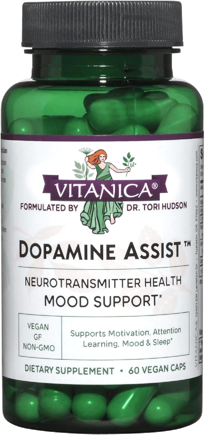 Vitanica Dopamine Assist Dr Formulated Dopamine Supplement L-Tyrosine Mucuna Pruriens Neurotransmitter Mood Support Vitamin B6 Folate Green Tea Extract Quercetin Vegan 60 Capsules