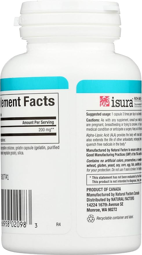 Natural Factors - Alpha Lipoic Acid 200mg - 60 Caps