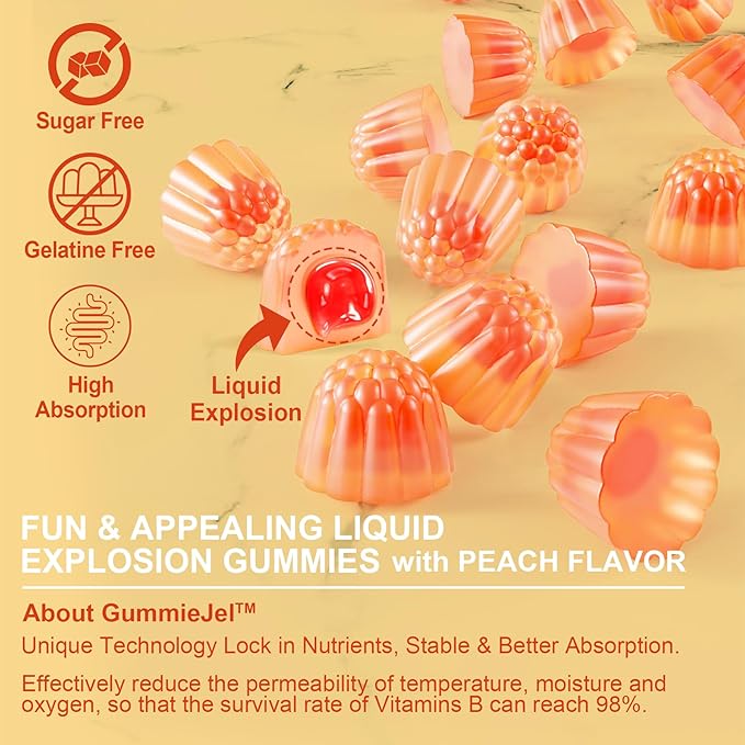 Vitamin D3 5000IU + K2 (MK-7) 120mcg Sugar-Free Vitamin D3 K2 Filled Gummies with Vitamin B Complex - Methyl B12 B9 B6 | Vitamin E &amp Zinc MCT Oil - Supports Bone &amp Teeth Strength Immune