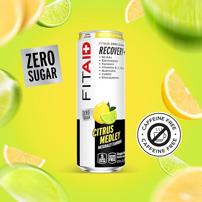 FITAID ZERO Sugar Keto-Friendly Number 1 Post-Workout Recovery Drink Contains Zero Sugar BCAA Glucosamine 5 Calories Keto Variety Pack 12 Fl Oz (Pack of 12) - Packaging May Vary