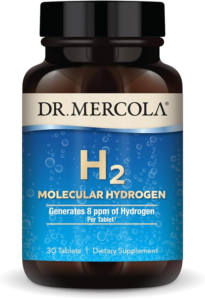 Dr. Mercola H2 Molecular Hydrogen - Supports Healthy Aging Cellular Energy &amp Brain Health - with Elemental Magnesium - GMO-Free Gluten-Free &amp Soy-Free - 30 Tablets (30 Servings)