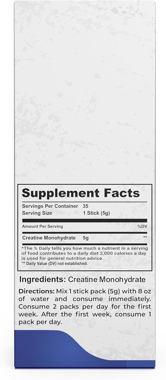 ChoZen Supplements Creatine Monohydrate Powder - 5g (5000mg) | Single Serve Packets | 35 Stick Packs | Keto Friendly | Vegan