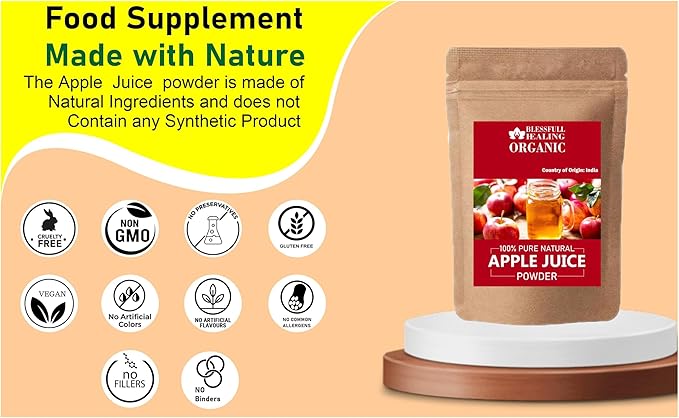 Blessfull Healing Organic Apple Juice Powder 100% Pure Natural 200 Gram / 7.05 oz