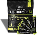 Enhanced Electrolyte Powder Stick Packs (Lemon Lime | 20 Packets) w/ 0 Sugar +BCAAs +B-Vitamins Electrolyte Supplement w Potassium Zinc &amp Magnesium for Hydration - Keto Electrolytes