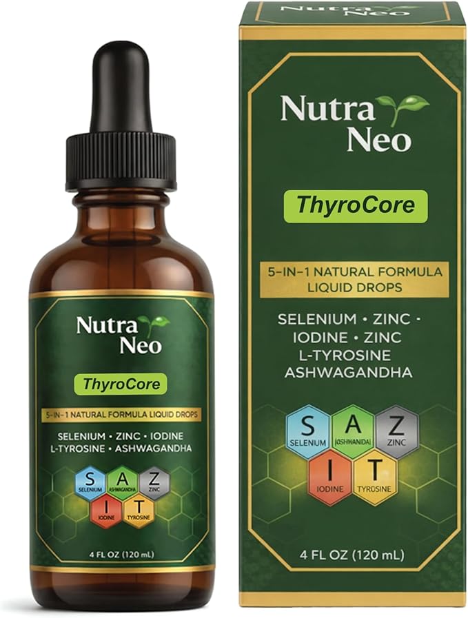 ThyroCore Thyroid Support Drops – Supports Natural Energy Metabolic Balance Stress Support &amp Mental Clarity – Liquid Supplement with Vitamins Minerals &amp Botanical Extracts – 60 ML (1pc)