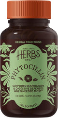 Herbs Etc. Phytocillin - Respiratory &amp Digestive Health Support Supplement - Herbal Formula to Support Digestion - Support Healthy Breathing - 120 Softgels (120 Servings)