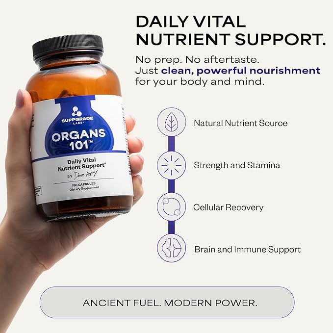 Organs 101 by Dave Asprey | Daily Vital Nutrient Support | 100% Grass-Fed Beef Organs Supplement | Freeze-Dried Liver Heart Kidney Pancreas and Spleen | Non-GMO | 30 Day Supply
