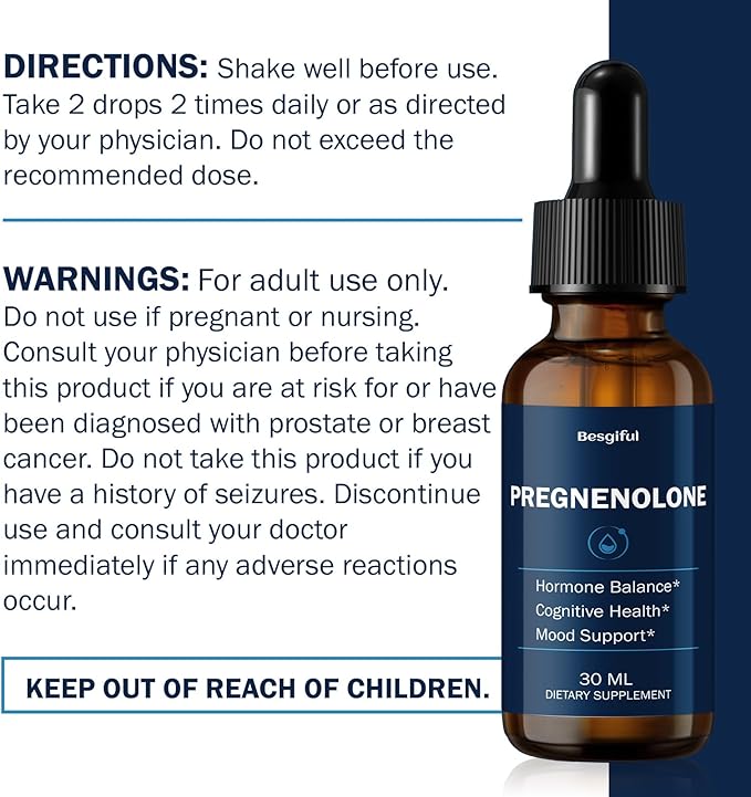 Liquid Pregnenolone Supplement Sublingual Micronized Liquid for Hormone Balance Memory &amp Focus Support Promote Cognitive Health Better Absorption Than Capsules 30 ml