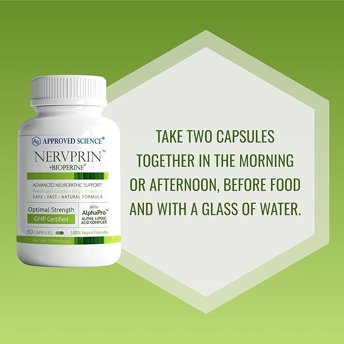 Approved Science Nervprin - Nerve Support - Benfotiamine B12 R-Alpha-Lipoic Acid Corydalis Boswellia BioPerine - 180 Capsules - Made in The USA