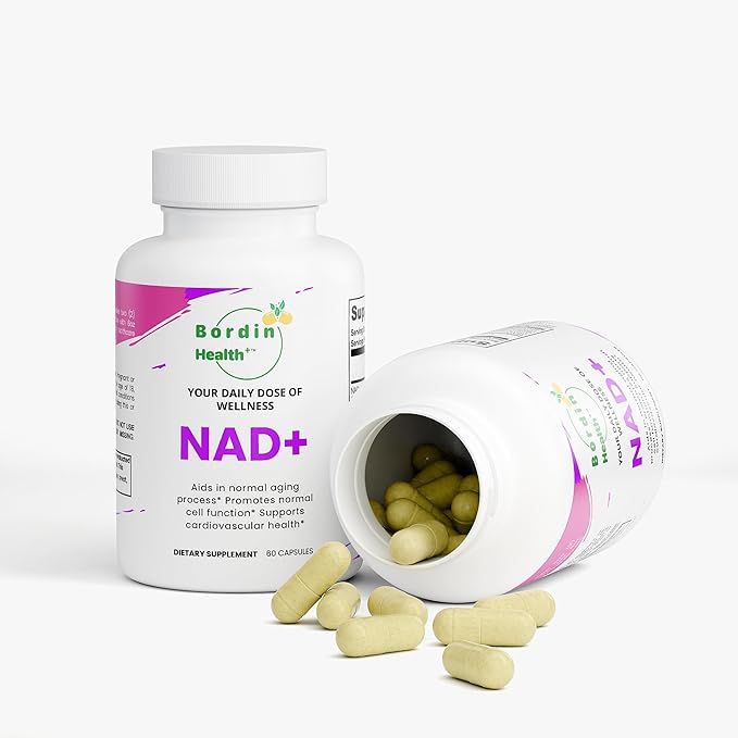 Bordin Health+ Premium NAD+ Cell Regeneration with Quercetin &amp Resveratrol 500mg | Advanced Anti-Aging &amp Vitality Supplement | Cellular Repair &amp Cardiovascular Support | 60 Vegan Capsules