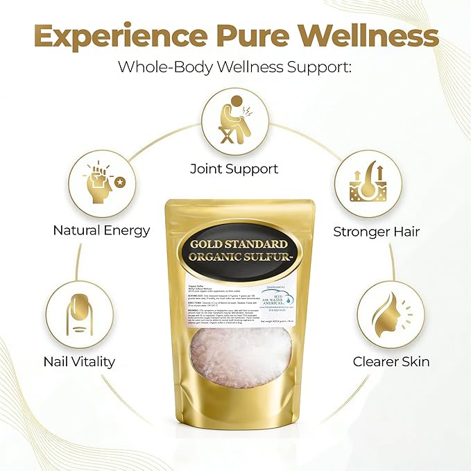 Gold Standard Organic Sulfur Crystals 6lb - 99.9% Pure MSM Crystals - High-Purity MSM Supplement Powder - Large Granular Flakes - 3rd Party Tested for Purity