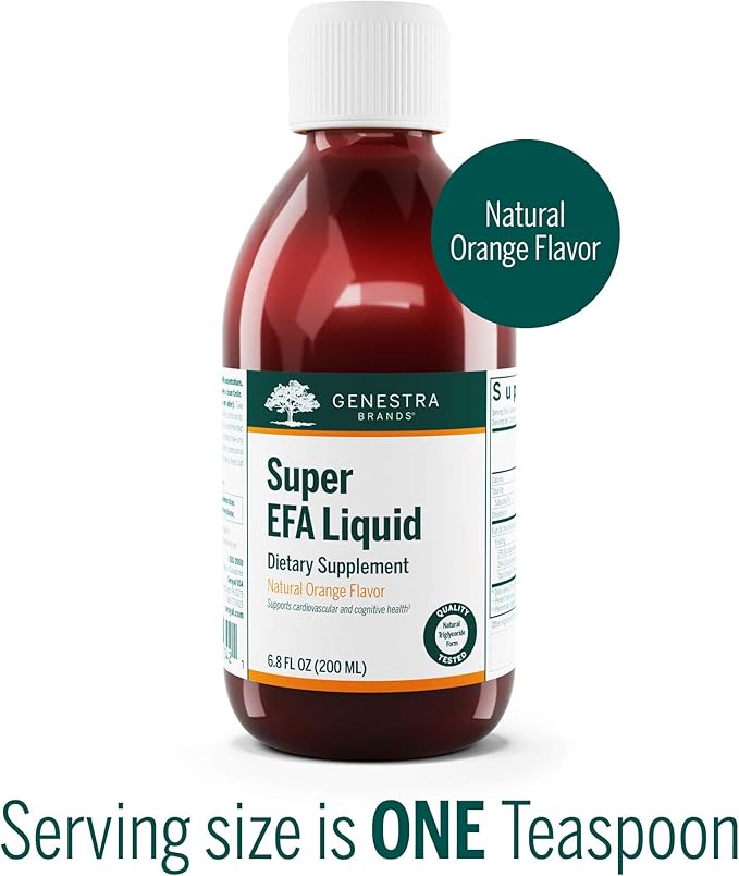 Genestra Brands Super EFA Liquid | Supports Cardiovascular Health and the Development of Brain Eyes and Nerves in Children* | 6.8 Fl Oz | Natural Orange Flavor