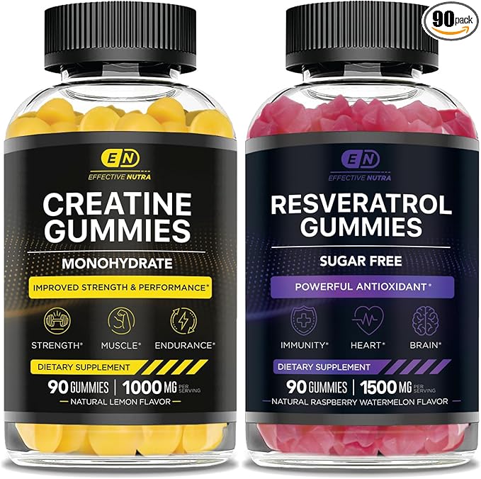 EFFECTIVE NUTRA Creatine Gummies &amp Resveratrol Gummies Bundle