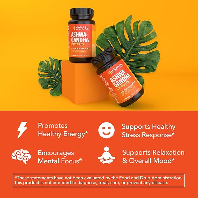 HAVASU NUTRITION High Strength Ashwagandha Supplement Capsules (45 Servings) &amp French Maritime Pine Bark Extract Capsules (30 Servings)