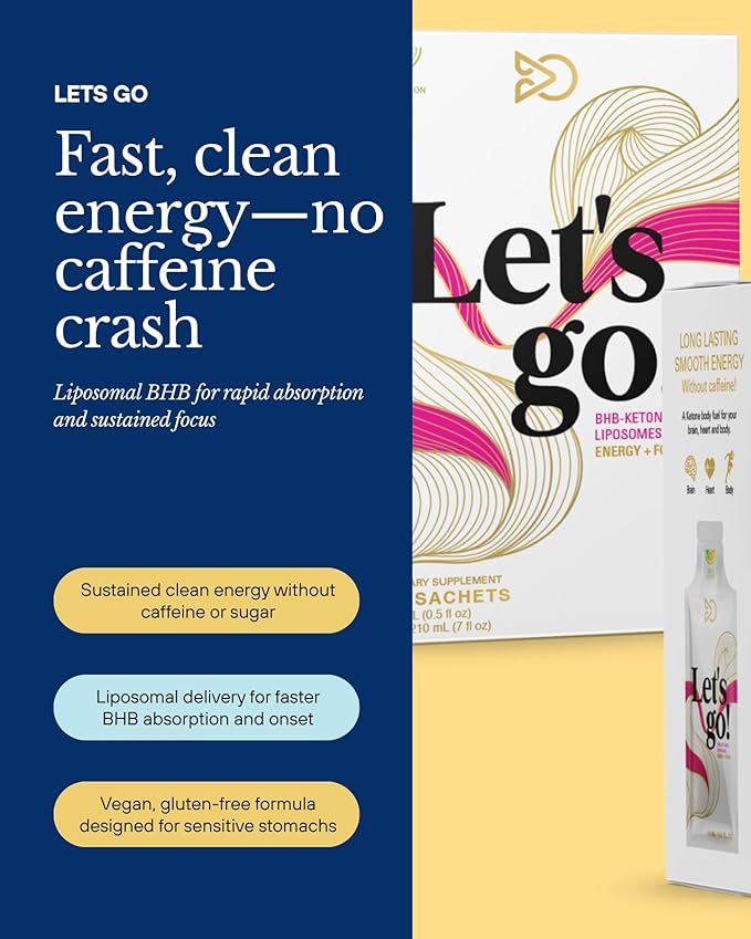 LET GO - Tangy Citrus BHB Ketone Gel | Exogenous Ketones Supplement for Energy &amp Focus | Caffeine-Free | Keto Electrolytes [14 Pack]