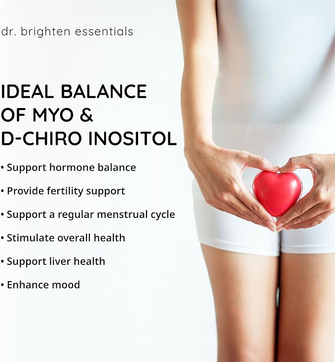 Dr. Brighten Myoinositol Plus - Doctor Formulated Ratio of Myo- and D-Chiro-Inositol to Support PCOS Symptoms Hormone Balance Healthy Ovarian Function and Regular Menstrual Cycles