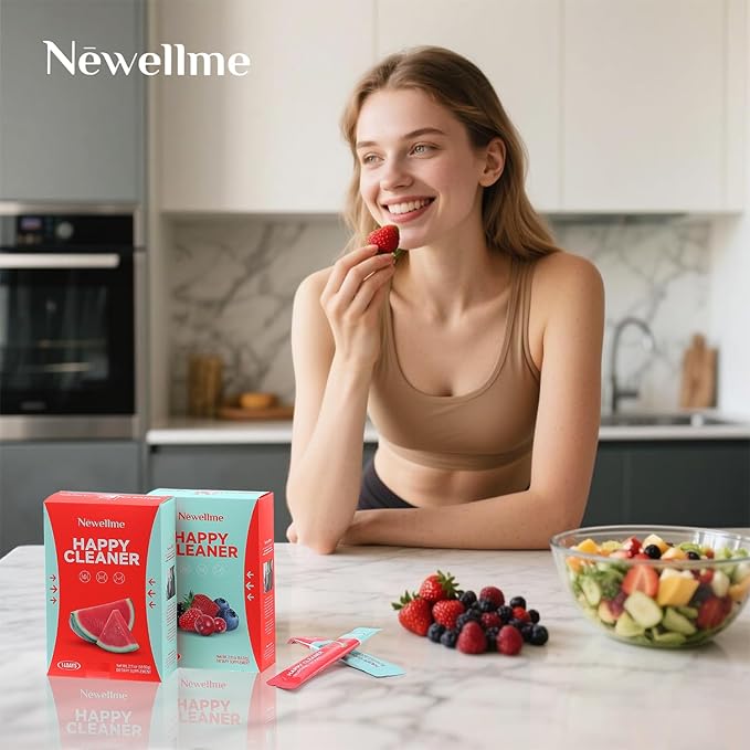 Newellme Watermelon Berry Superfoods Happy Cleaner Probiotic Powder Happy Cleaner para Bajar De Peso Natural Antioxidant &amp Greens Mix with Fruits and Veggies (42-Days Watermelon)