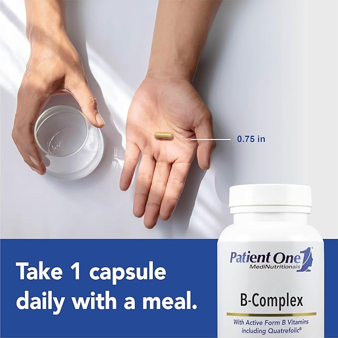 Patient One B-Complex | Supplement to Support Energy and Heart and Brain Health* | Active Essentials with Quatrefolic | 60 Capsules