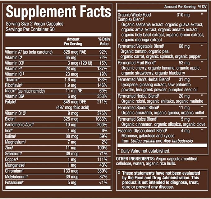 plnt Fermented Whole Food MenaTMs Multivitamin (120 Vegan Capsules)