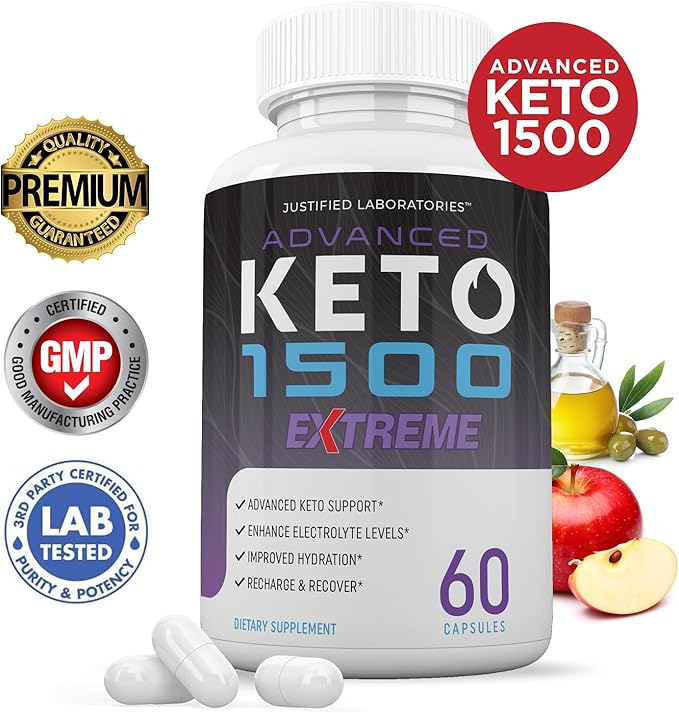 (2 Pack) Advanced Keto 1500 Extreme Pills 1675MG New &amp Improved Formula Contains Apple Cider Vinegar Extra Virgin Olive Oil Powder Green Tea Leaf 120 Capsules