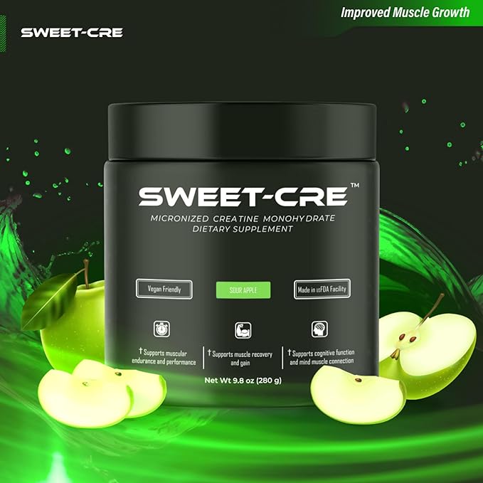 Creatine Monohydrate – 5g Creatine Monohydrate Powder – Advanced Creatine for Women and Men – Bulk Supplements Creatine – Delicious Fruit Punch Flavor – 10oz (40 Servings Sour Apple)