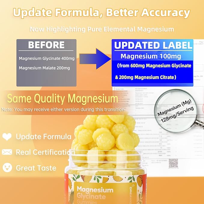 DREAVIO 90 Count Magnesium Glycinate Gummies w/Ashwagandha Supplement - Sugar Free Zinc Magnesium Glycinate Supplement Ashwagandha Gummies for Adults Pineapple Flavor