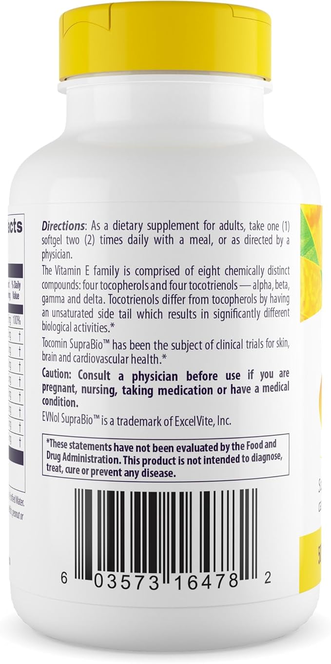 Healthy Origins Tocomin SupraBio 50 mg 150 Softgels - Full Spectrum Palm Tocotrienol Complex - Supports Cardiovascular Health Brain Function &amp Skin Cellular Support - Non-GMO Gluten-Free &amp