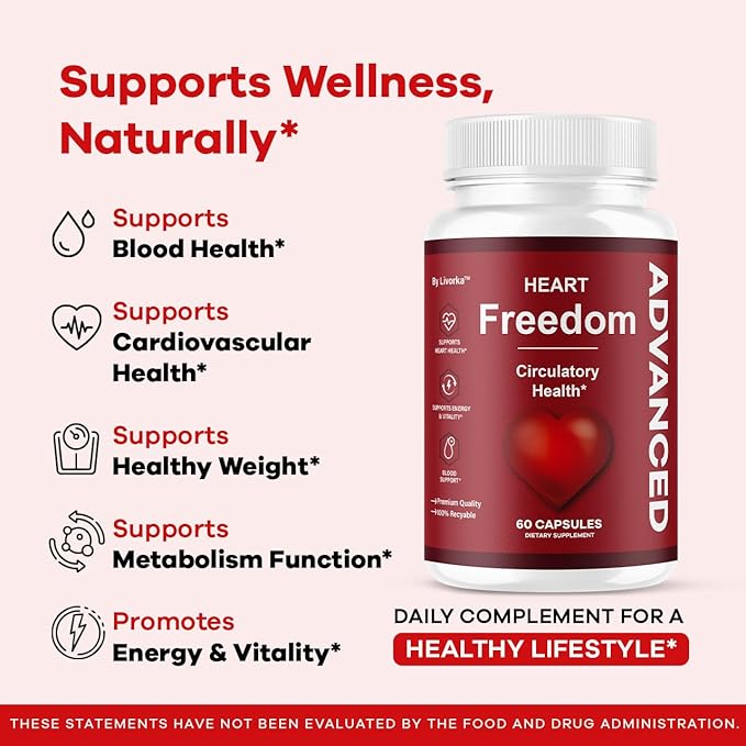 (2 Pack) Heart Freedom - Heart Freedom Capsules Official HeartFreedom Pills All Natural Ingredients - Maximum Strength Premium Advanced Formula Support Health &amp Wellness 120 Capsules for 2 Mont
