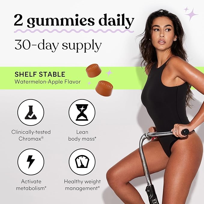Lemme Tone Metabolism Gummies Apple Cider Vinegar Clinically Studied Chromium B12 Ginger Root Extract Promote Lean Body Mass Watermelon Apple Flavor (30 Day Supply)