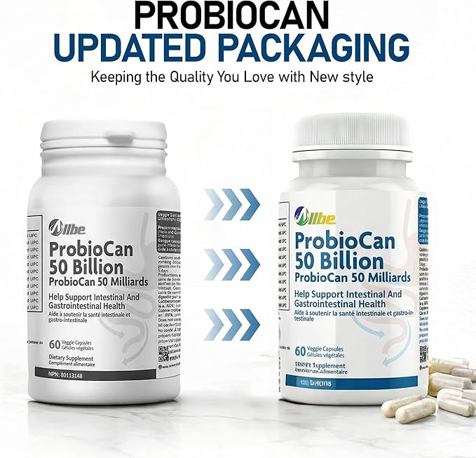 ProbioCan - Probiotic 50 Billion CFU (60 Servings) 11 Strains of Lactobacillus &amp Bifidobacteria Supports Digestive Health &amp Immune Function Probiotics for Women &amp Men - Pack of 2