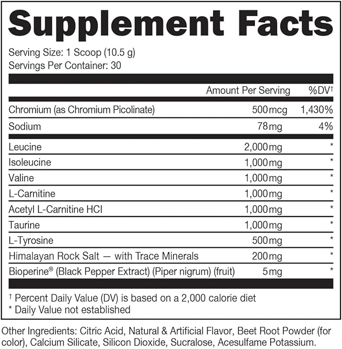 Bucked Up- BCAA RACKED™ Branch Chained Amino Acids | L-Carnitine Acetyl L-Carnitine GBB | Post Workout Recovery Protein Synthesis Lean Muscle BCAAs That You Can Feel! 30 Servings (Blood Raz)