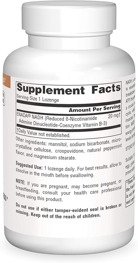 Source Naturals NADH 20mg Boost Energy and Mental Alertness* - 20 Lozenges