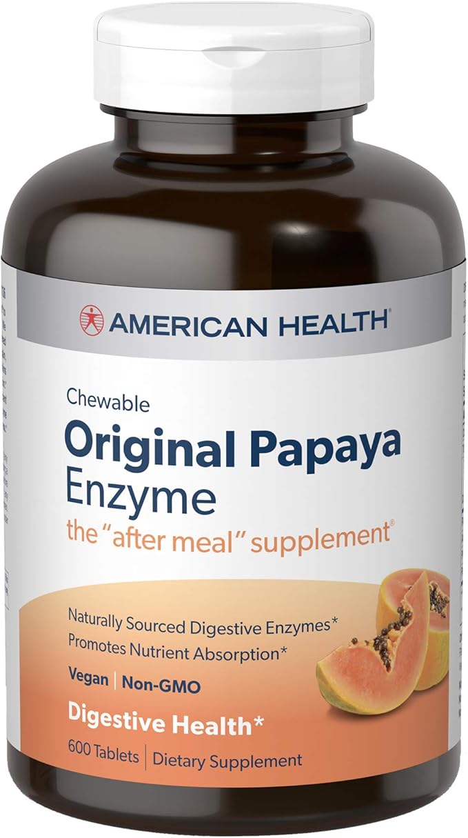 American Health Papaya Digestive Enzyme Chewable Tablets Bundle - Original 600 Count and Super Plus 360 Count