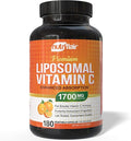 NutriFlair Liposomal Vitamin C 1700mg 180 Capsules - High Absorption Fat Soluble VIT C Higher Bioavailability Immune System Support &amp Collagen Booster Non-GMO Vegan Pills