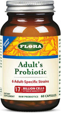 Flora Adult's Probiotic - Vegetarian Daily Probiotic for Gut &amp Digestive Health - Includes Lactobacillus &amp Bifidobacterium - 17 Billion CFU - Gluten-Free - Keep Chilled - 60 Capsules